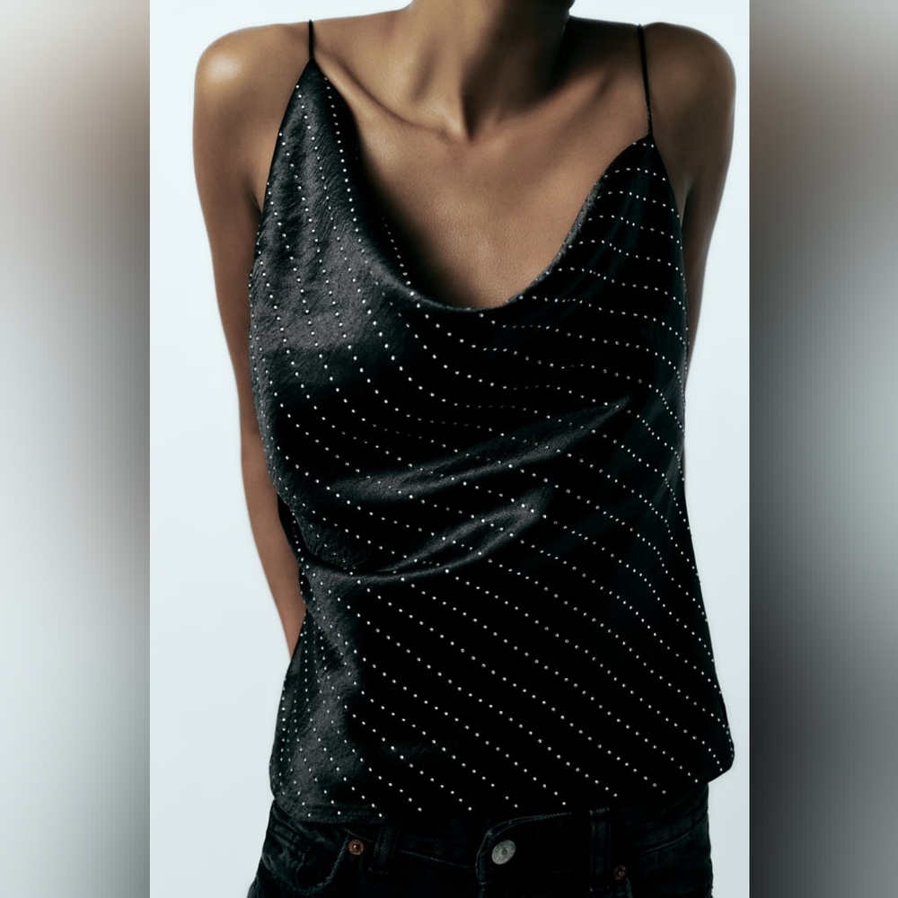 ZARA JEWEL SATIN EFFECT TOP